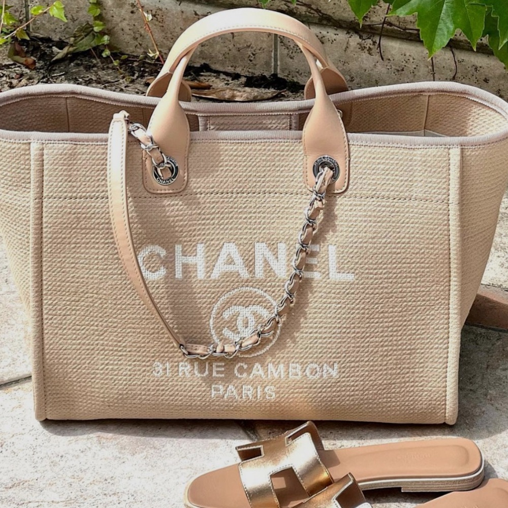 CHANEL Small Deauville Tote in beige